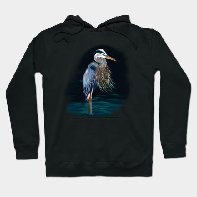 Great Blue Heron + cattails Hoodie by mkeeley